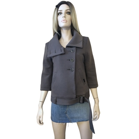 ARITZIA Community Asymmetrical Button Down Buckled Moto Bomber Jacket Mauve - Picture 3 of 16